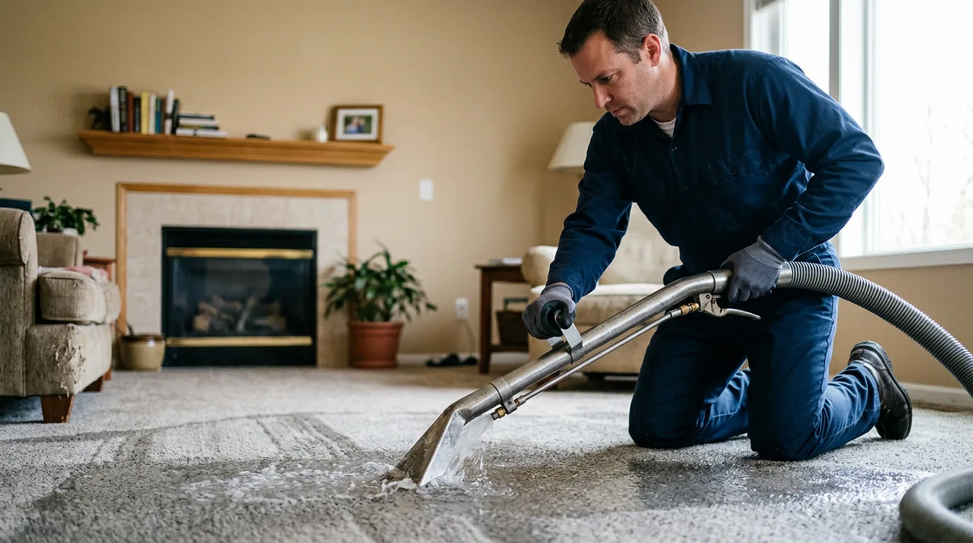 Water damage restoration technician working near Battery Park, VA